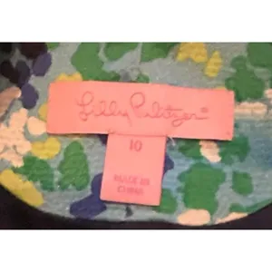 Lilly Pulitzer 100%‎ Silk Floral Shift Dress Womens 10 Green Blue Pockets Spring thumbnail 5