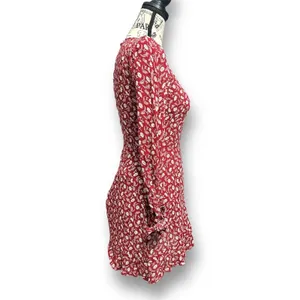 Reformation Lucita Red Floral Wrap Mini Dress Long Sleeve Autumn Wedding Gues‎ thumbnail 9