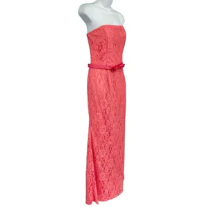 Vintage Jessica McClintock Pink Floral Lace Strapless Mermaid Maxi Dress size 10 thumbnail 9
