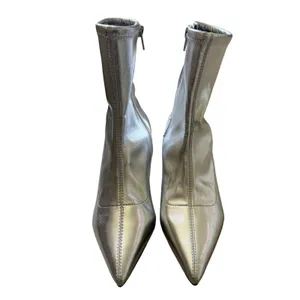 Abound Silver Metallic Pointed Toe Kitten Heel Sock Ankle Boots Size 7M thumbnail 4
