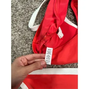 aerie bikini swim set red white ribbed scoop neck longline matching set L thumbnail 12