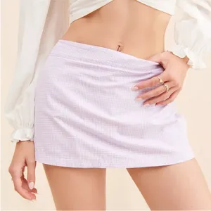 Free People Big Dreams Skort skirt/shorts gingham lavender purple & white thumbnail 3