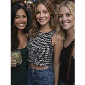 Altar’d State sparkle Boho Grunge Black & White Teen Sleeveless Crop Top L thumbnail 6