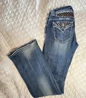 Miss Me Bootcut Bling Western Cowboy Denim Grunge Hip Hop Kendrick Jeans Size 28 thumbnail 1