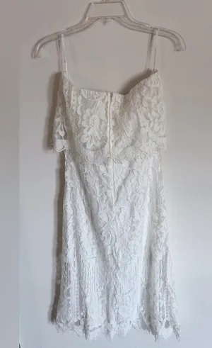 Lulus white Lace Strapless Midi Dress Women's size M thumbnail 9
