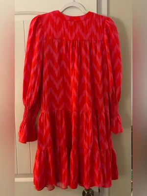 Hot Pink Ikat Kenzo Dress - Pomander Place - Size Small thumbnail 4