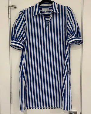 Navy Bleu Royal Stripe Puff Sleeve Shirt Dress thumbnail 2