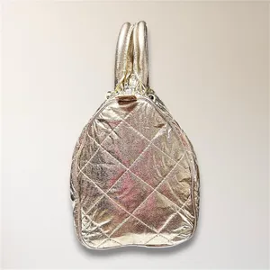 Victorias Secret Angel‎ Metallic Gold Quilted Satchel Travel Y2K Handbag Purse thumbnail 6