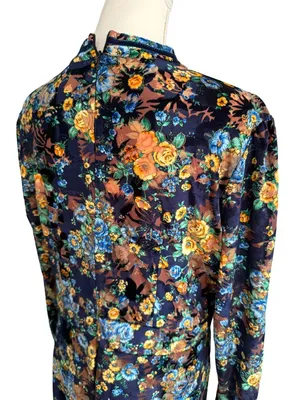DALIA MACPHEE High Neck Velvet Floral Long Sleeve Dress Size XL thumbnail 11