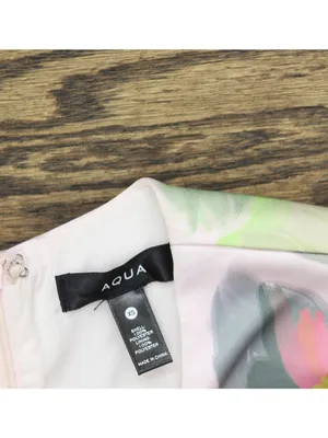 NWT Aqua Placed Floral Shift Mini Dress IDO14626 Pink Multi XS thumbnail 4