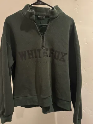 White Fox Dark Green Half-Zip Sweater thumbnail 1