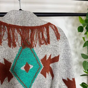 Wrangler Boho Western Aztec Print Fringe Belted Cardigan size XL thumbnail 10