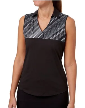 Lady‎ Hagen Empower Collection Stripe Yoke Sleeveless Golf Polo Sz M thumbnail 1