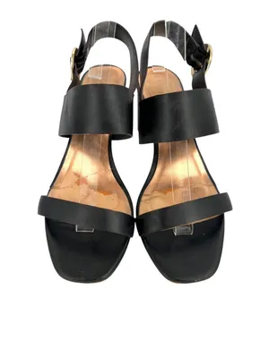 Ted Baker Azmara Black Leather Slingback Sandals Gold Buckle Block Heel Size 40 thumbnail 3