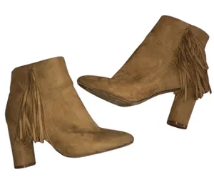 New York & Company Beige Fringe Ankle Booties thumbnail 1