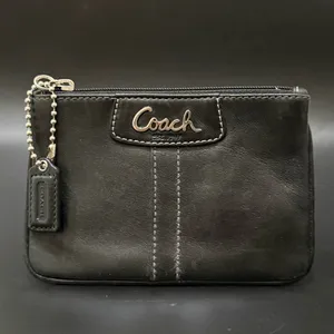 COACH Black Leather Contrast Stitching Wristlet Wallet thumbnail 1