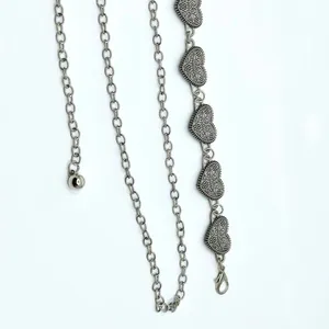 Vintage Y2K Ornate Silver Heart Chain Belt, Fits 13.5–44.5 Inches, X7GA1223 thumbnail 8