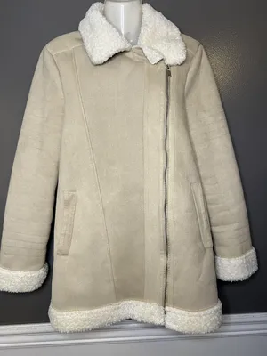Show Me Your Mumu Jacket Womens Medium Beige Faux Shearling Sheldon Bomber Zip thumbnail 1