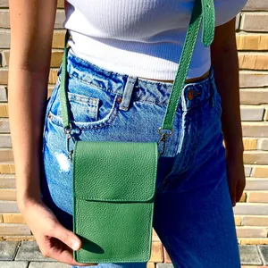 Green Synthetic Leather Crossbody Bag with Removable coin purse/or AirPods case thumbnail 2