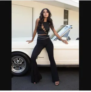 Princess Polly Black lace up Crop Top thumbnail 2