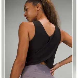 Lululemon Nulu Twist-Back Yoga Tank Top 8 Black Light Support C/D Cups Wisteria thumbnail 2