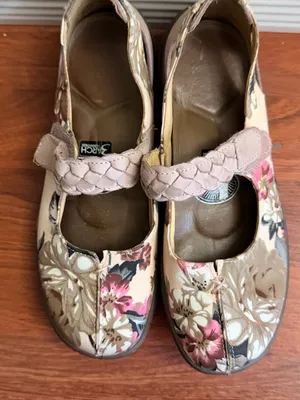 Floral Braided-Strap Mary Jane Flats - Beige Pink thumbnail 3
