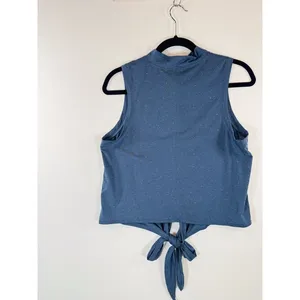 Lululemon Women Top Blue Time to Restore Mock Neck Tank Front Tie Stretch Size 8 thumbnail 8