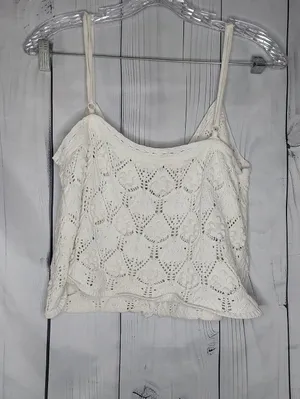 Aeropostale Ivory Coquette Boho Dollette Crochet Button-Front Festival Cami thumbnail 6