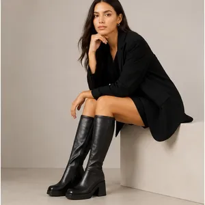 GC Shoes Women's Chantal Platform Elastic Knee-High Boots Black size 8.5 thumbnail 2