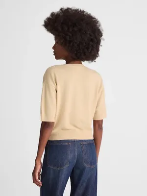 Madewell Relaxed Sweater Tee in 100% Cashmere short sleeve cream/beige Sz XL NWT thumbnail 3