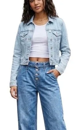 Urban Outfitters BDG Crop Denim Jean Trucker Jacket S Retro thumbnail 1