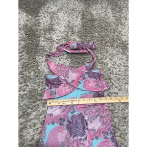 Edikted Women Pink Blue Paisley Mesh Halter Neck Cut Out Ruched Mini Dress Y2K S thumbnail 8