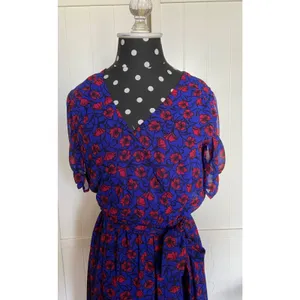 Disney Womens Dress Sz S Blue Red Floral Snow‎ White & The Seven Dwarfs Hi Low thumbnail 6