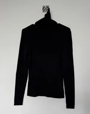 Black Basic Gap Rib Knit Turtle Neck thumbnail 3