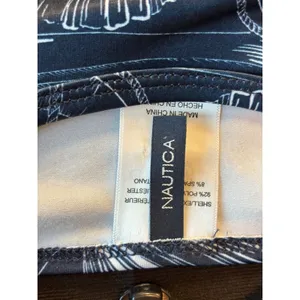 Nautica Navy Blue Nautical Sailboat Print Long Sleeve Rash Guard Swim Top Medium thumbnail 5