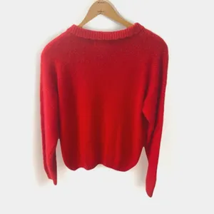 80s Vintage Red Angora Silk Sweater M Cable Knit Pearl Buttons Retro Twee Preppy thumbnail 6