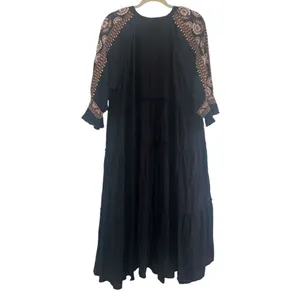 ✨En CrèMe | Way Of Life Cotton Embroidered Black Sz Large Mididress✨ thumbnail 6