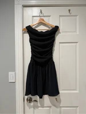 Abercrombie & Fitch Black Drop Waist Ruched Dress thumbnail 3