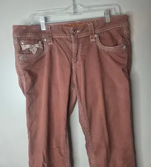 Rock Revival Ankle Skinny Women’s 31 Brown Embroidered Rhinestone Denim Jeans thumbnail 1