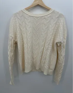 Cyrus Cream Cable Knit Sweater Women M Chunky Cozy Classic Heritage Quiet Luxury thumbnail 1