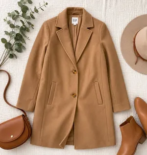 GAP Camel Single-Breasted Wool Trench Coat thumbnail 1