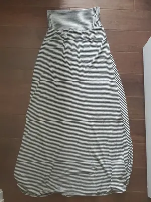 Striped Black and White Maxi Skirt with Fold-Over Waist Size Small thumbnail 1