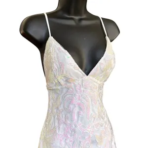 Lucy In the Sky Clarabelle‎ Iridescent Sequin Dress Sz S White Fairy Lace thumbnail 2