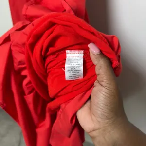 Entro Women Cotton Cottage Midi Dress Large Red‎ Tiered Square Neck Party Event thumbnail 2