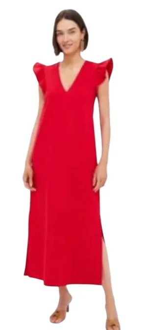 Pomander Place Tuckernuck Miko Flutter Sleeve Maxi Dress Red XL V-Neck NWT thumbnail 1