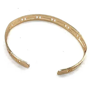 gold-toned cuff bangle bracelet matching ring Set cutout Greek key thumbnail 2