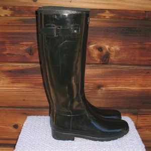 Hunter Original Refined tall wellington boots in black gloss thumbnail 4