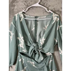 Saints +‎ Secrets Sage Green Floral Cutout Mini Dress Romantic Feminine Large thumbnail 2