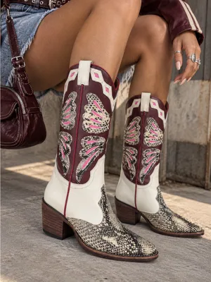Steve Madden Arroyo butterfly multicolor Print Mid Calf Cowgirl Boots NEW 9.5 thumbnail 1