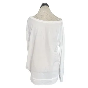 Womens Blouse Top Size Large White Long Sleeve Cotton Polyester minimalist thumbnail 3
